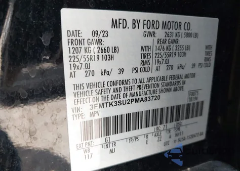 2023 Ford Mustang Mach-E Premium из США, поврежденный, VIN 3FMTK3SU2PMA83720